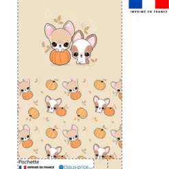 Kit pochette motif chiens citrouille - Création Jolifox