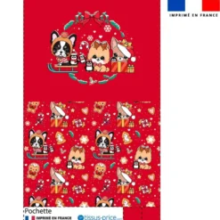 Kit pochette motif chiens de Noël - Création Jolifox