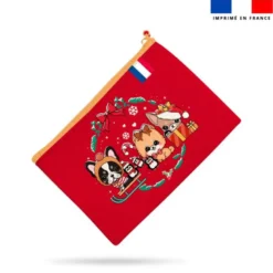 Kit pochette motif chiens de Noël - Création Jolifox