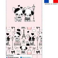 Kit pochette motif chiens à Paris - Création Jolifox