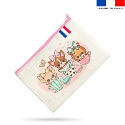 Kit pochette motif chiens tea time - Création Jolifox