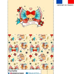 Kit pochette motif chien tattoo - Création Jolifox