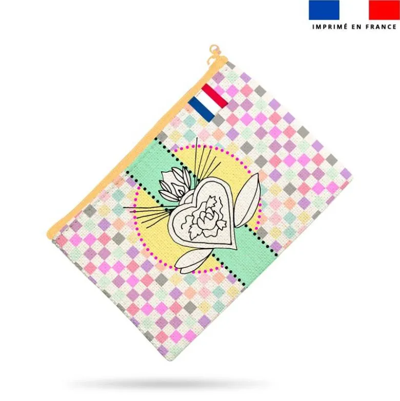 Kit pochette motif coeur flamboyant - Création Lili Bambou Design