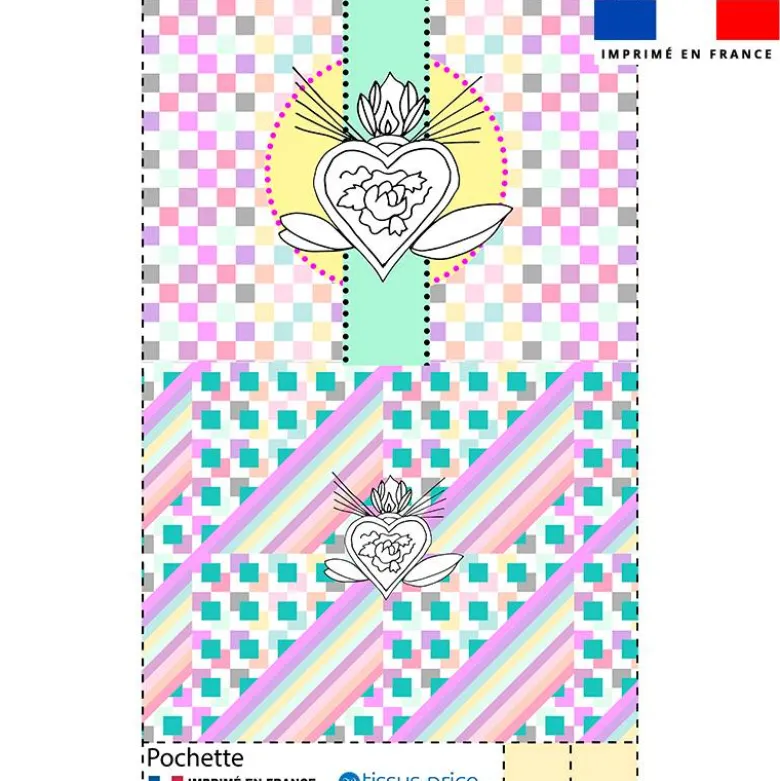 Kit pochette motif coeur flamboyant - Création Lili Bambou Design