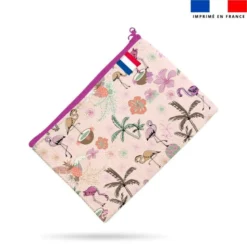 Kit pochette motif flamant coco rose - Création Lili Bambou Design