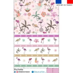 Kit pochette motif flamant coco rose - Création Lili Bambou Design