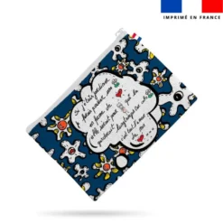 Kit pochette motif fleur poème bleu - Création Anne-Sophie Dozoul