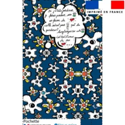 Kit pochette motif fleur poème bleu - Création Anne-Sophie Dozoul
