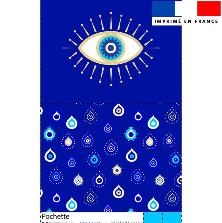 Kit pochette motif Grèce oeil bleu