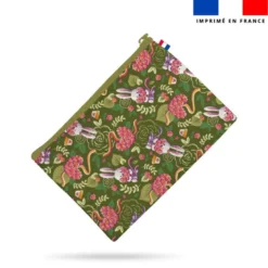 Kit pochette motif lapin printanier vert kaki - Création Stillistic