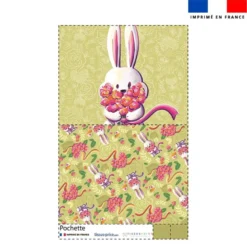Kit pochette motif lapin printanier vert clair - Création Stillistic