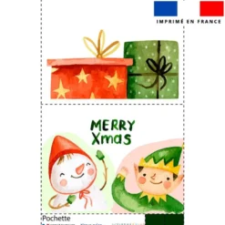 Kit pochette motif Noel aquarelle