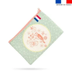 Kit pochette motif oiseau rose - Création Lili Bambou Design