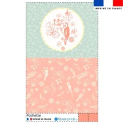 Kit pochette motif oiseau rose - Création Lili Bambou Design