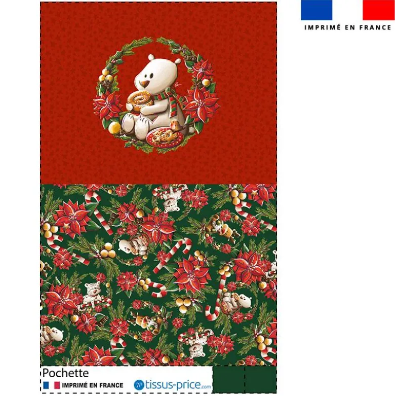 Kit pochette motif Ours couronne de Noël - Création Stillistic