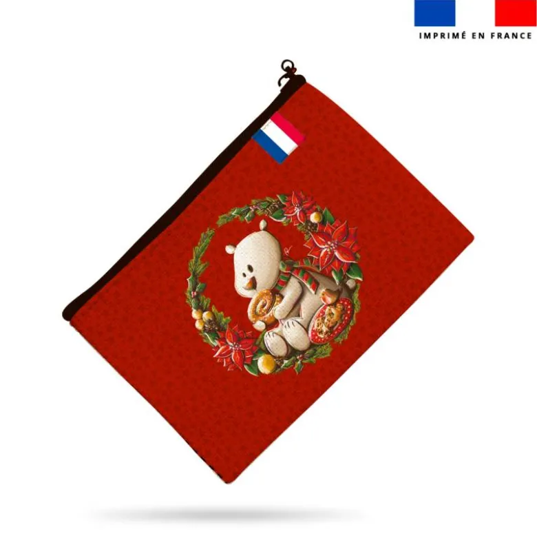 Kit pochette motif Ours couronne de Noël - Création Stillistic