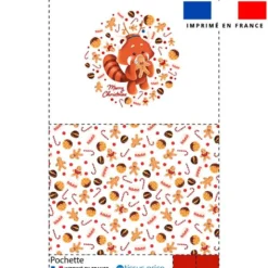 Kit pochette motif panda roux noel