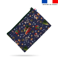 Kit pochette motif souris de noël bleu - Création Stillistic