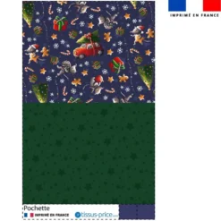 Kit pochette motif souris de noël bleu - Création Stillistic