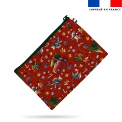 Kit pochette motif souris de noël rouge - Création Stillistic