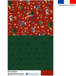 Kit pochette motif souris de noël rouge - Création Stillistic