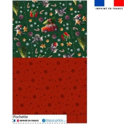 Kit pochette motif souris de noël vert - Création Stillistic