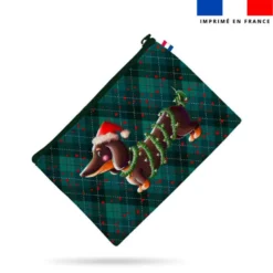 Kit pochette motif Teckel bonnet de Noël - Création Stillistic