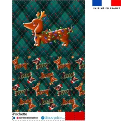 Kit pochette motif Teckel renne de Noël - Création Stillistic