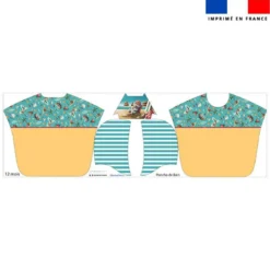 Kit poncho de bain bleu et jaune motif hippo plage - Création Stillistic