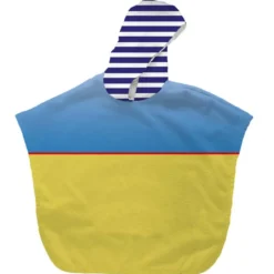 Kit poncho de bain bleu et jaune motif macareux - Création Stillistic