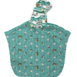 Kit poncho de bain bleu vert motif animaux du froid - Création Stillistic