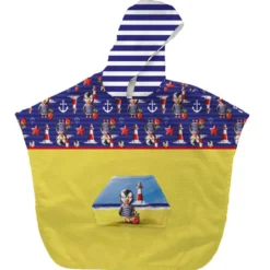 Kit poncho de bain jaune motifmacareux - Création Stillistic