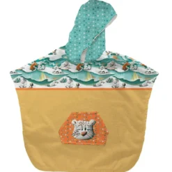 Kit poncho de bain jaune motif animaux du froid Panthère - Création Stillistic