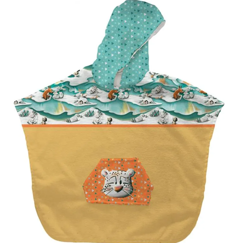 Kit poncho de bain jaune motif animaux du froid Panthère - Création Stillistic