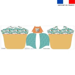 Kit poncho de bain jaune motif animaux du froid Panthère - Création Stillistic