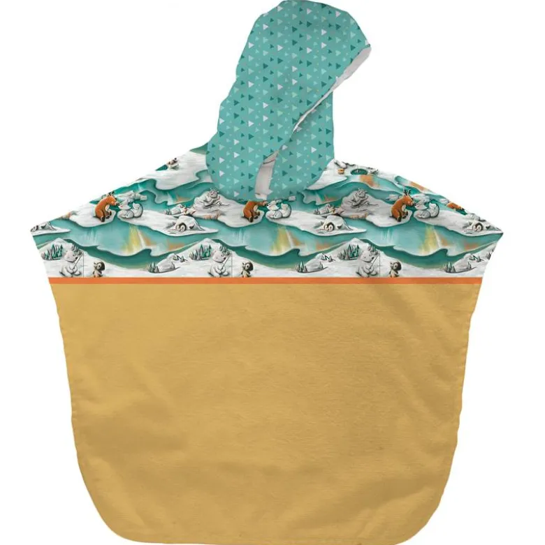 Kit poncho de bain jaune motif animaux du froid Panthère - Création Stillistic