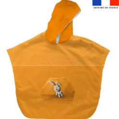 Kit poncho de bain jaune motif lapin - Création Stillistic