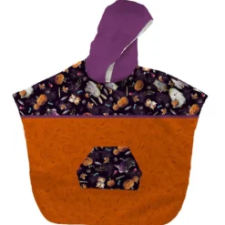 Kit poncho de bain motif fantômes noir - Création Stillistic