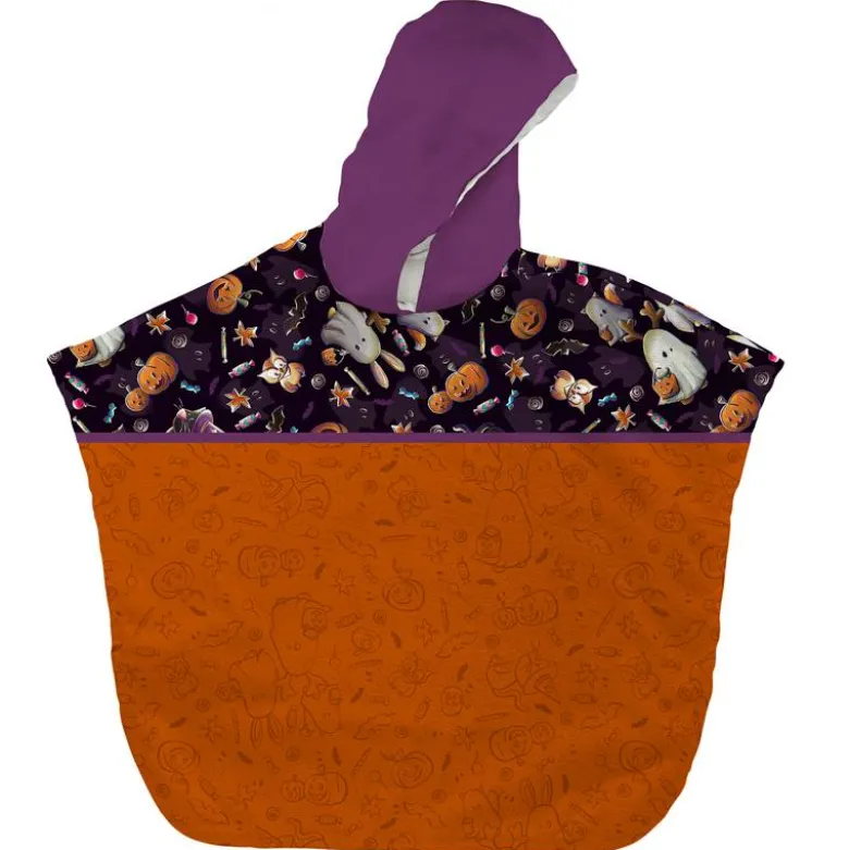 Kit poncho de bain motif fantômes noir - Création Stillistic