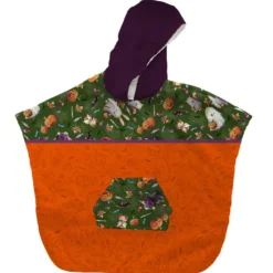 Kit poncho de bain motif fantômes vert - Création Stillistic