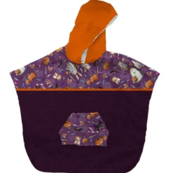 Kit poncho de bain motif fantômes violet - Création Stillistic