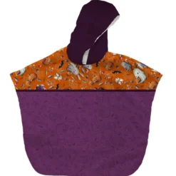 Kit poncho de bain motif fantômes orange - Création Stillistic