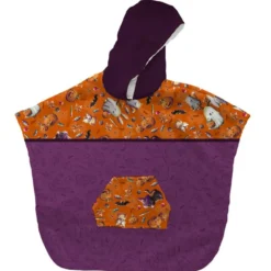 Kit poncho de bain motif fantômes orange - Création Stillistic