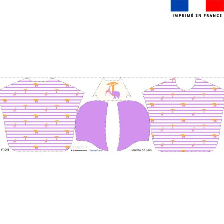 Kit poncho de bain motif marinière savane - Création Lili Bambou Design