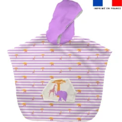 Kit poncho de bain motif marinière savane - Création Lili Bambou Design