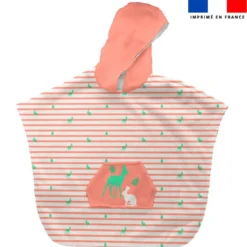Kit poncho de bain motif marinière forêt - Création Lili Bambou Design