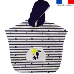 Kit poncho de bain motif marinière tropique - Création Lili Bambou Design