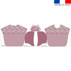 Kit poncho de bain rose motif tigre blanc - Création Stillistic