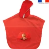 Kit poncho de bain rouge motif bébé castor - Création Stillistic