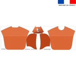 Kit poncho de bain terracotta motif bébé chat - Création Stillistic